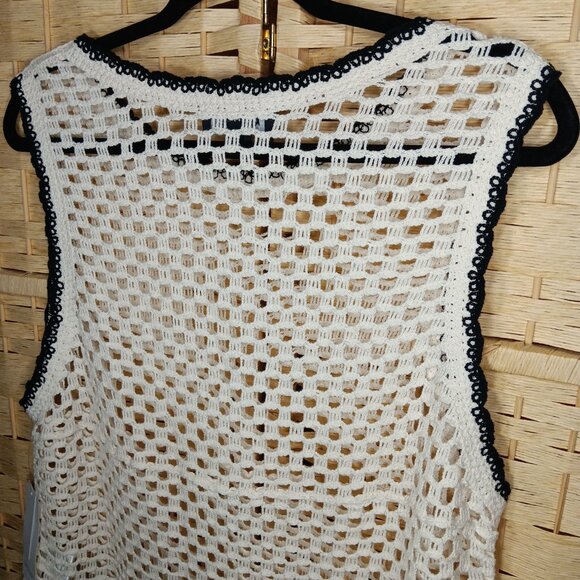 Karen Kane In The Garden Celine Crochet Flower  Sweater Tank in Natural NWT M/L - Picture 6 of 9